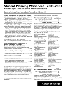Student Planning Worksheet   2001-2003 AAS (Associate in Applied Science)