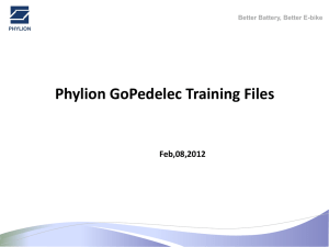 Phylion GoPedelec Training Files Feb,08,2012 Better Battery, Better E-bike PHYLION