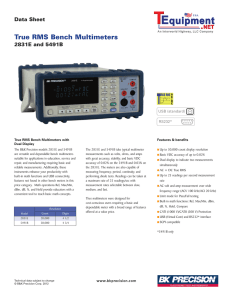 True RMS Bench Multimeters Data Sheet 2831E and 5491B