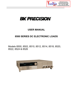 USER MANUAL 8500 SERIES DC ELECTRONIC LOADS 8522, 8524 &amp; 8526