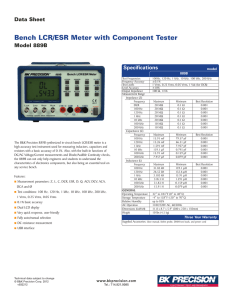 Bench LCR/ESR Meter with Component Tester Data Sheet Model 889B