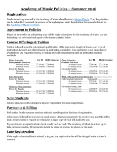 Academy of Music Policies – Summer 2016 Registration