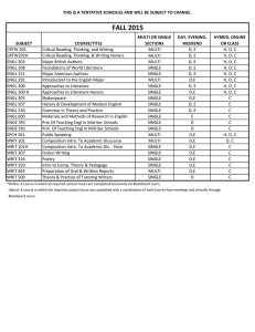 THIS IS A TENTATIVE SCHEDULE AND WILL BE SUBJECT TO... MULTI OR SINGLE DAY, EVENING, HYBRID, ONLINE