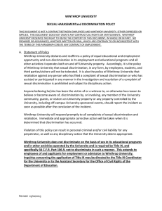 WINTHROP UNIVERSITY  SEXUAL HARASSMENTand DISCRIMINATION POLICY