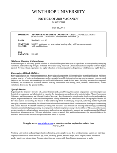 WINTHROP UNIVERSITY NOTICE OF JOB VACANCY May 16, 2016