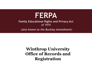 FERPA  Winthrop University Office of Records and