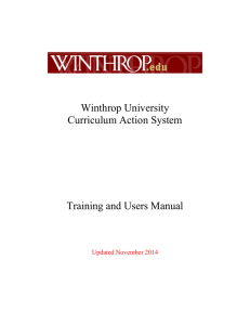 Winthrop University Curriculum Action System  Training and Users Manual