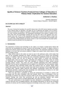 Quality of Science Teachers Produced from Colleges of Education in