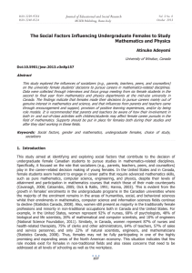 The Social Factors Influencing Undergraduate Females to Study Mathematics and Physics