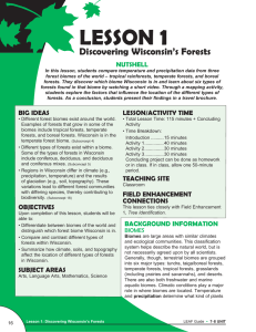 1 LESSON Discovering Wisconsin’s Forests NUTSHELL