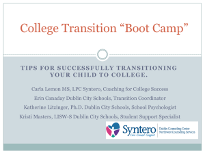 College Transition “Boot Camp”