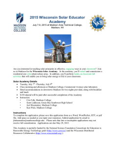 2015 Wisconsin Solar Educator Academy