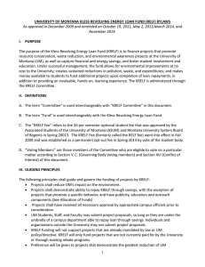 UNIVERSITY OF MONTANA KLESS REVOLVING ENERGY LOAN FUND (RELF) BYLAWS