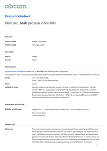 Natural AGE protein ab51995 Product datasheet Overview Product name