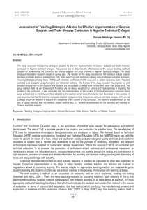 Assessment of Teaching Strategies Adopted for Effective Implementation of Science