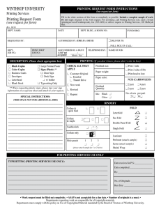 WiNthROp uNiveRsity printing Request form printing services (one request per form)