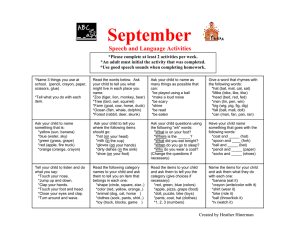 September  Speech and Language Activities