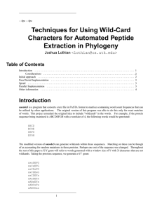 Techniques for Using Wild-Card Characters for Automated Peptide Extraction in Phylogeny