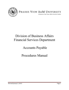 Division of Business Affairs Financial Services Department  Accounts Payable