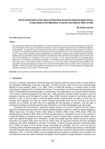 Social Construction of the Value of Education among the Disadvantaged... A Case Study of the Mahashas of Jammu and Kashmir...