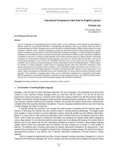 Intercultural Competence a New Goal for English Learners MCSER Publishing, Rome-Italy