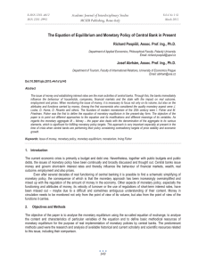 The Equation of Equilibrium and Monetary Policy of Central Bank... Academic Journal of Interdisciplinary Studies MCSER Publishing, Rome-Italy