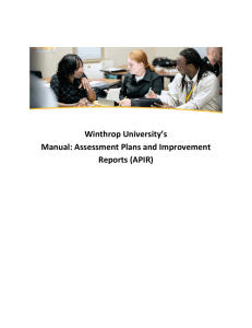 Winthrop University’s Manual: Assessment Plans and Improvement Reports (APIR)