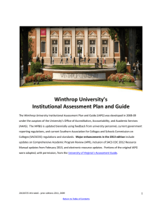 Winthrop University’s Institutional Assessment Plan and Guide