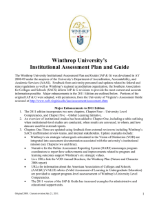 Winthrop University’s Institutional Assessment Plan and Guide