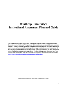 Winthrop University’s Institutional Assessment Plan and Guide