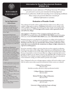 Evaluation of Transfer Credit Spring Registration Instructions Information for Second Baccalaureate Students