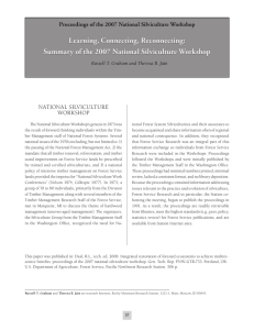 Learning, Connecting, Reconnecting: Summary of the 2007 National Silviculture Workshop NATIONAL SILVICULTURE WORKSHOP