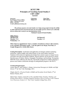 SCST 390 Principles of Teaching Social Studies I CRN 12007 Fall 2015