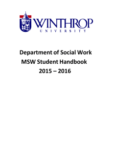 Department of Social Work MSW Student Handbook 2015 – 2016