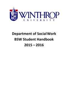 Department of Social Work BSW Student Handbook 2015 – 2016