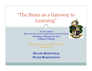 “The Brain as a Gateway to Learning” H R