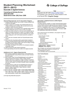 Student Planning Worksheet 2011–2013 Associate in Applied Sciences Name