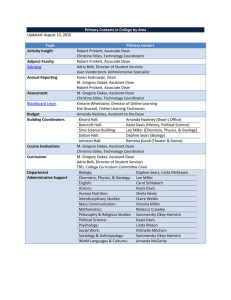 Primary Contacts in College by Area Topic Primary Contact Updated: August 13, 2015