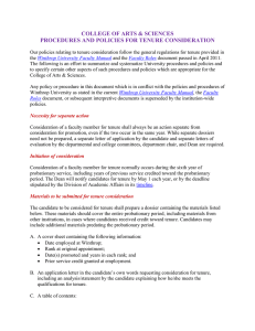 COLLEGE OF ARTS &amp; SCIENCES PROCEDURES AND POLICIES FOR TENURE CONSIDERATION