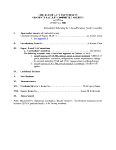 COLLEGE OF ARTS AND SCIENCES GRADUATE FACULTY COMMITTEE MEETING AGENDA October 24, 2014