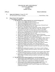 COLLEGE OF ARTS AND SCIENCES FACULTY ASSEMBLY AGENDA