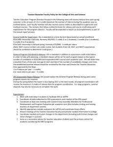 Teacher Education Faculty Policy for the College of Arts and...  Teacher Education Program Directors housed in the following areas will...