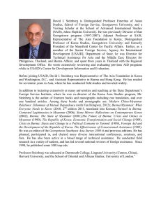 David  I.  Steinberg  is  Distinguished ... Studies,  School  of  Foreign  Service, ...