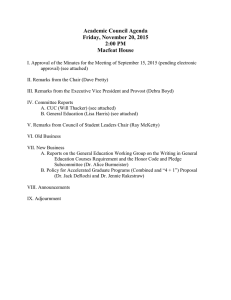 Academic Council Agenda Friday, November 20, 2015 2:00 PM Macfeat House