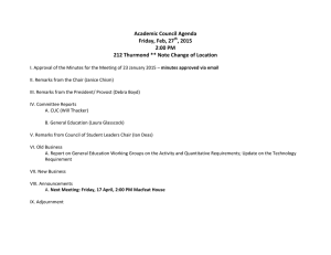 Academic Council Agenda Friday, Feb, 27 , 2015 2:00 PM