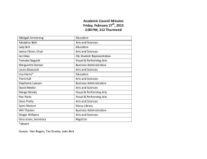 Academic Council Minutes Friday, February 27 , 2015 2:00 PM, 212 Thurmond