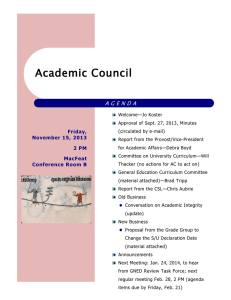 Academic Council A G E N D A Friday, November 15, 2013