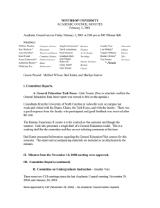 WINTHROP UNIVERSITY ACADEMIC COUNCIL MINUTES February 2, 2001