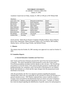 WINTHROP UNIVERSITY ACADEMIC COUNCIL MINUTES January 25, 2002