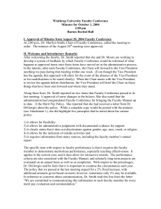 Winthrop University Faculty Conference Minutes for October 1, 2004 2:00 pm